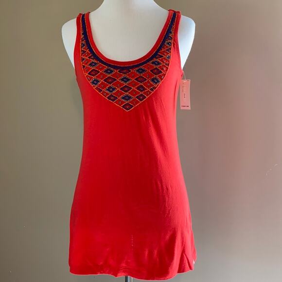 NWT Old Navy Red Beaded Neck Tank Top - Picture 2 of 10